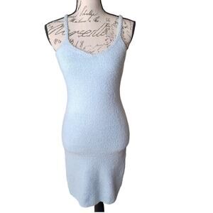 Women's Yellow Bodycon Mini Super Soft Knit Babydoll Mini Coquette Dress S